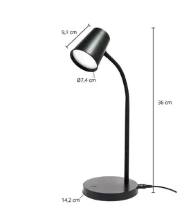 Stolní lampy kancelářské Lindby Lindby Ailina LED stolní lampa, kulatá, černá
