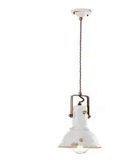 Závěsná světla Ferroluce Závěsné svítidlo C1691 v bílém průmyslovém designu