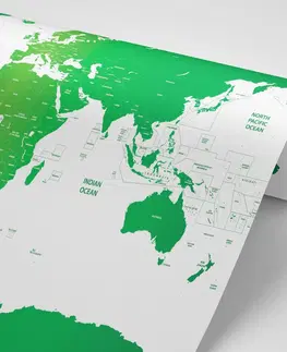 Samolepící tapety Samolepící tapeta mapa světa s jednotlivými státy v zelené barvě