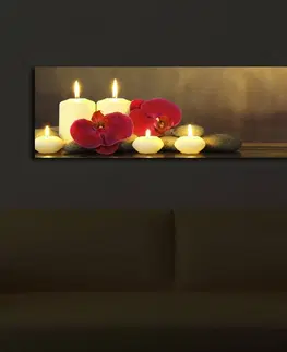 Obrazy Hanah Home Obraz s led osvětlením Svíčky 90x30 cm