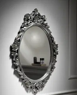 Koupelnová zrcadla SAPHO DESNA oválné zrcadlo ve vyřezávaném rámu, 80x100cm, stříbrná IN344