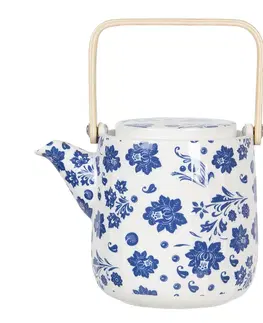 Džbány Porcelánová konvička na čaj s modrými květy I - 0,8L Clayre & Eef 6CETE0093