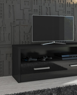 TV stolky Televizní stolek CLIFTON, černá/černý lesk, 5 let záruka