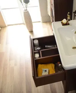 Koupelnový nábytek SAPHO CROSS umyvadlová skříňka 85x81x47cm, 2x zásuvka, mahagon CR091