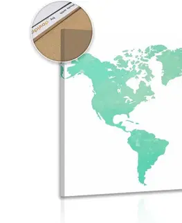 Obrazy na korku Obraz na korku mapa světa v zeleném odstínu
