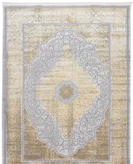 Moderní koberce Exkluzivní moderní šedý koberec se zlatým orientálním vzorem Šířka: 120 cm | Délka: 170 cm