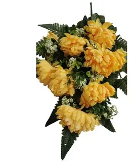 Květiny Umělá dekorativní kytice Chryzantéma, žlutá, výška 60 cm