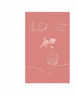 Motivy z naší dílny Plakát kočička s klubíčkem a nápisem Love