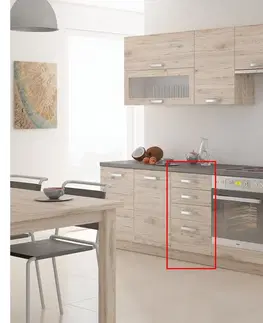 Kuchyňské dolní skříňky Expedo Kuchyňská skříňka dolní šuplíková TOULOUSE 40 D 4S BB, 40x82x52, dub Bordeaux