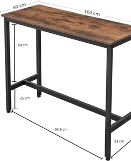 Barové stolky Barový stůl Vasagle Amy hnědý/černý