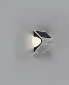Solarni svetla Venkovní nástěnné svítidlo bílé 14,5 cm s potkávacím světlem a senzorem na solární - Daya