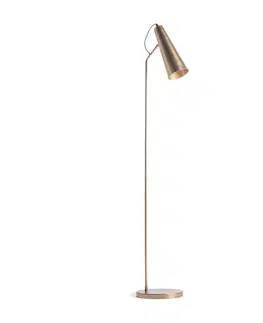 Designové a luxusní stojící lampy Estila Designová stojací lampa Amira II v art deco stylu zlaté barvy s konstrukcí z kovu 164cm