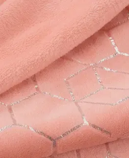 Deky Trendy korálově růžová hřejivá deka se stříbrným geometrickým vzorem