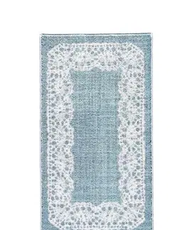 Koupelnové předložky L'essentiel Koupelnový kobereček Sunny  80 x 140 cm bílá/modrá