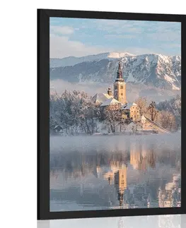 Příroda Plakát kostel u jezera Bled ve Slovinsku