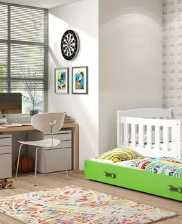 Postele BMS Dětská postel KUBUŠ 2 s přistýlkou | bílá Barva: bílá / šedá, Rozměr: 190 x 80 cm