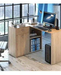 Pracovní stoly PC stůl rohový KALIMERO Tempo Kondela Dub sonoma