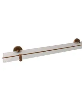 Regály a poličky SLEZAK-RAV Polička skleněná 600 mm stará mosaz (bronz) Koupelnový doplněk COLORADO, Barva: stará mosaz COA0900/60SM