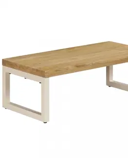 Konferenční stolky Konferenční stolek masivní dřevo / kov Dekorhome Mangovník / bílá