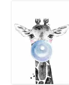 Obrazy do dětského pokoje Obraz na zeď - Žirafa s modrou bublinou