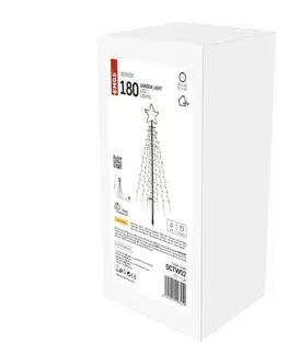 Interiérové dekorace EMOS LED vánoční strom kovový, 180 cm, venkovní i vnitřní, teplá bílá, časovač DCTW02