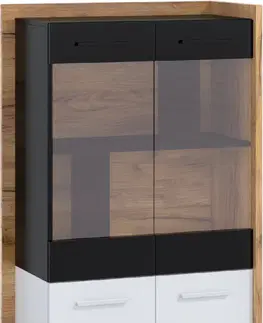 Vitríny ArtCross Vitrína BOX-12 Barva: dub artisan / bílá / černá