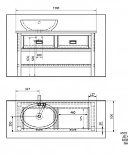 Koupelnový nábytek SAPHO BRAND umyvadlová skříňka 130x73x50cm, mořený smrk BA131S