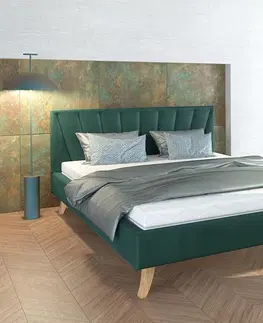Postele FDM Čalouněná manželská postel HEAVEN | 140 x 200 cm Barva: Zelená
