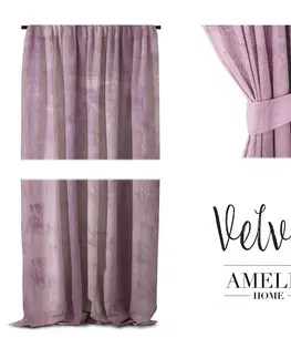 Záclony Závěs AmeliaHome Velvet 140x270 cm fialovo/růžový, velikost 140x270