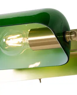Nastenna svitidla Klasické notářské nástěnné svítidlo mosazné se zeleným sklem - Banker