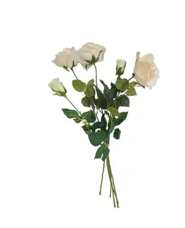 Květiny Umělá květina Růže bílá, 68 cm, 5 ks