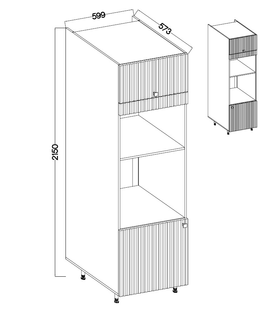 Kuchyňské linky NERITA, skříňka vysoká na vestavnou troubu a mirkovlnku 60 DPM-215 2F, korpus: antracit, dvířka: dub