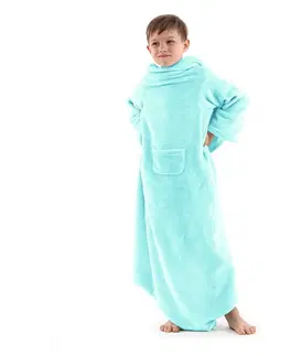 Přikrývky Dětská deka s rukávy DecoKing Lazy tyrkysová, velikost 90x105