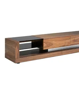 Luxusní a designové televizní stolky Estila Moderní TV stolek Vita Naturale ze dřeva a černého skla 200cm