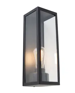 Venkovni nastenne svetlo Chytré venkovní nástěnné svítidlo černé se sklem včetně Wifi ST64 - Rotterdam Long