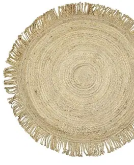 Koberce a koberečky Přírodní kulatý jutový koberec s třásněmi Tomme - Ø120*1cm Mars & More JHJVKF120