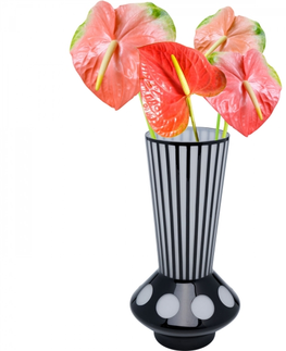 Skleněné vázy KARE Design Černobílá skleněná váza Brillar 40cm