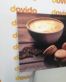 Obrazy jídla a nápoje Obraz káva s čokoládovými makrónkami