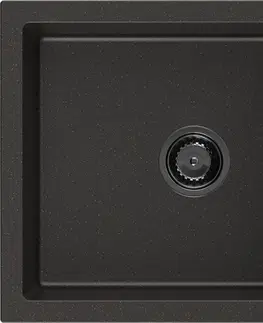 Sifony k pračkám MEXEN/S Leo granitový dřez 1 s odkapávačem 900x500 mm, černá/zlatá metalik,+ černý sifon 6501901010-75-B