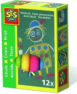 Dřevěné hračky SES Sada barevných kříd pr. 10 mm, 12 ks