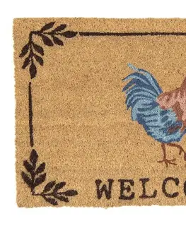 Rohožky Kokosová rohožka s kohoutem Chicken and Rooster - 75*45*1 cm Clayre & Eef ARMC