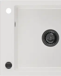 Sifony k pračkám MEXEN/S Elias granitový dřez 1 s odkapávačem 795 x 480 mm, bílá, + černý sifon 6511791005-20-B