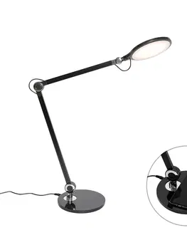 Stolni lampy Designová stolní lampa černá včetně LED s dotykovou a indukční nabíječkou - Don