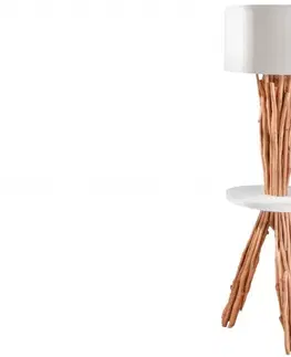 Luxusní a designové příruční stolky Estila Koloniální vysoká stojící dřevěná lampa Sttudgai s odkládacím prostorem 153cm