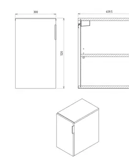 Koupelnový nábytek SAPHO CIRASA skříňka spodní dvířková 30x52x46cm, pravá/levá, dub alabama