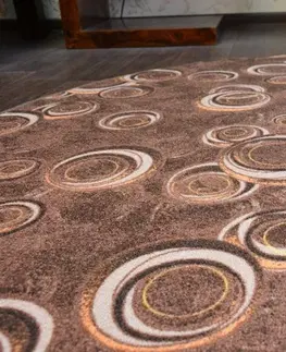 Koberce a koberečky Dywany Lusczow Kulatý koberec DROPS Bubbles hnědý, velikost kruh 133
