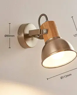 Bodová světla Lindby Nástěnná a stropní bodovka Dennis, dřevěné detaily