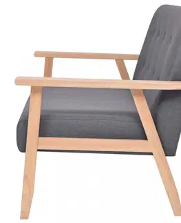 Pohovky Dvoumístná sedačka textil / dřevo Dekorhome Světle šedá