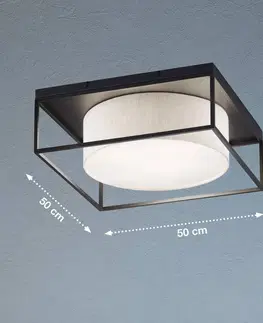 Stropní svítidla FISCHER & HONSEL Stropní světlo Carre 50x50cm látkové stínidlo bílá