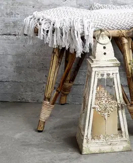 Zahradní lampy Krémová antik kovová lucerna s ornamenty Vintage - 20*20*46cm Chic Antique 25055419 25554-19